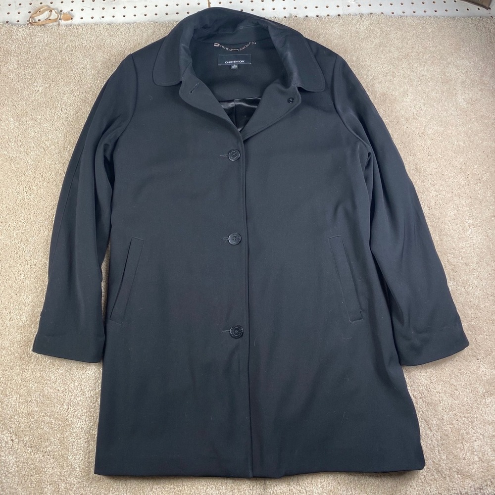 Jones New York Womens Black Button Front Car Coat Jacket XL 226713